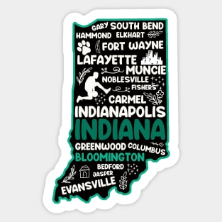 Bloomington Indiana cute map Fort Wayne, Evansville, Carmel, South Bend, Fishers, Hammond, Gary, Lafayette Sticker